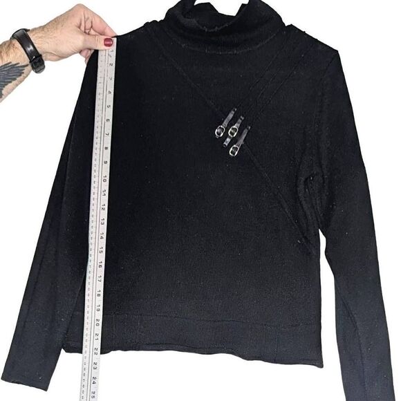 Carducci Blouse Knit Turtle Neck Long Sleeve Pullover Sweater Black Size Large - Picture 3 of 9